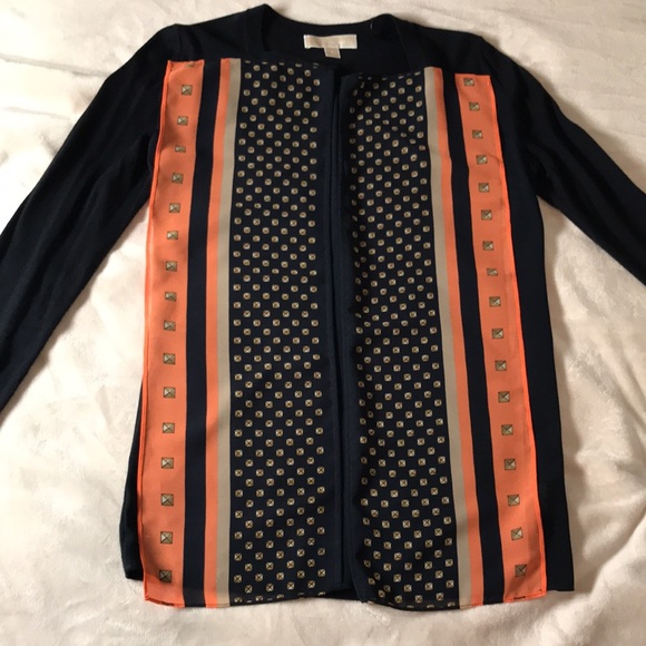 MICHAEL Michael Kors scarf print drape front lightweight cardigan - Picture 3 of 5